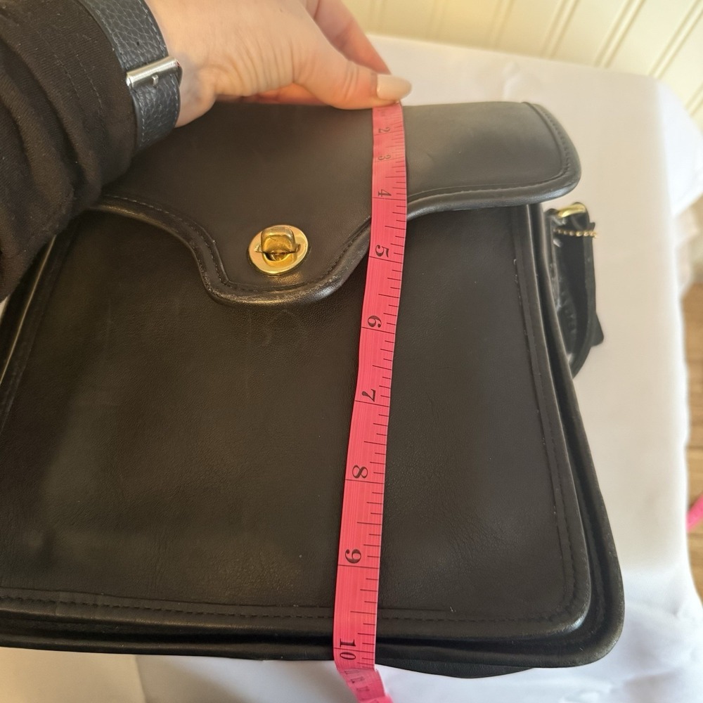 Vintage Coach Shelton Black Leather Shoulder Crossbody Bag Purse #9917 - Picture 14 of 16